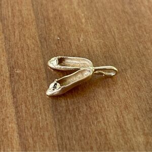 14K Yellow Gold Ballet Slippers Necklace Pendant